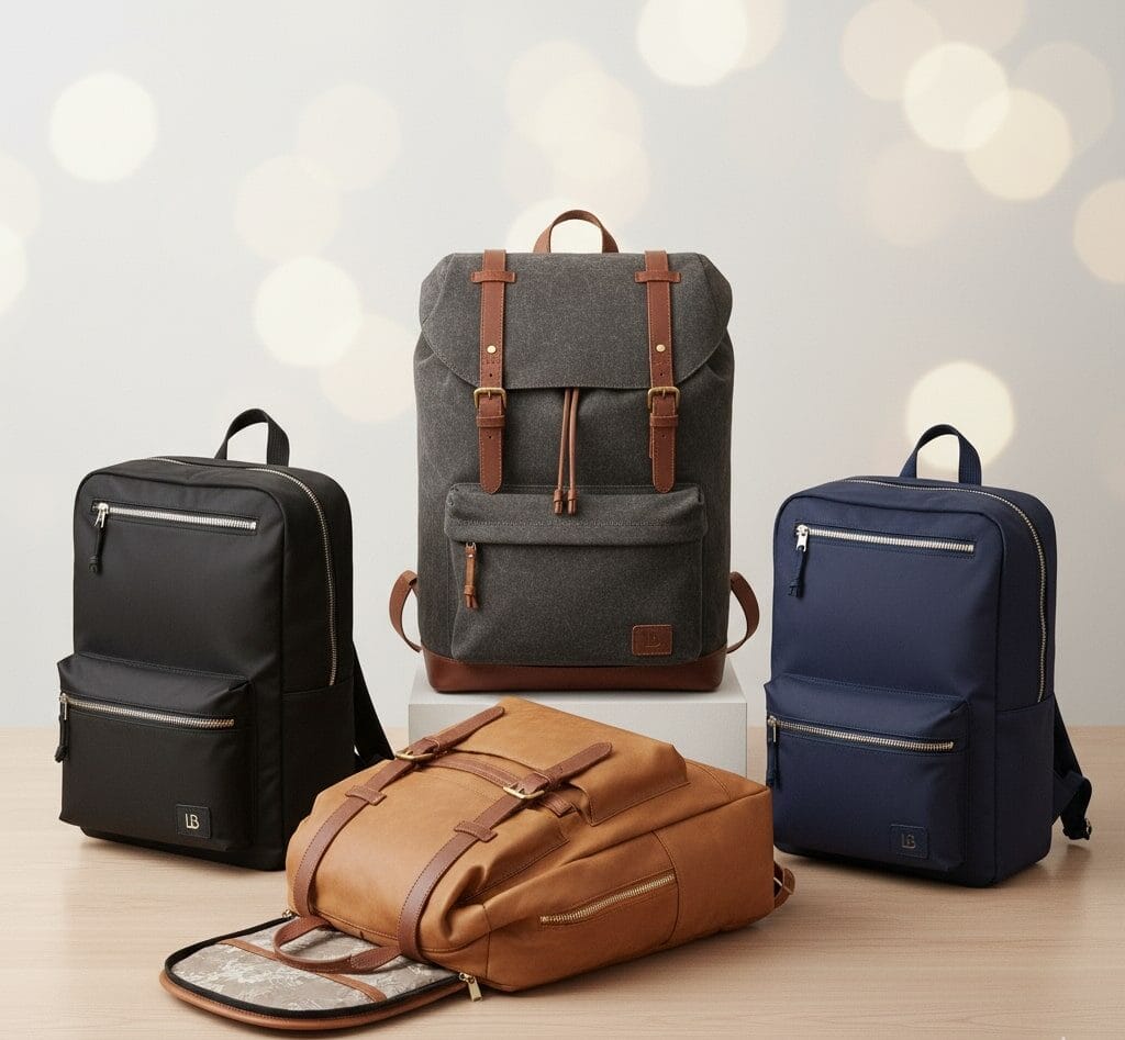 Merchandising 6 Una selección de mochilas elegantes y funcionales, de diferentes estilos y materiales,